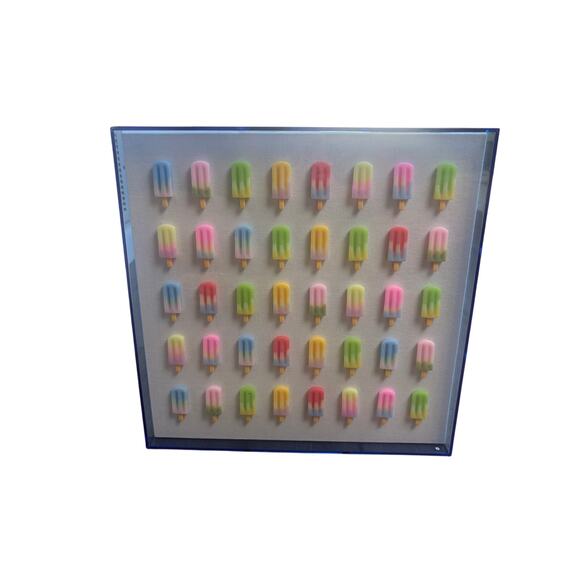 Popsicle Wall Art Modern Pop Art 3D Ice Cream Sculpture Acrylic Frame 12x12 - Picture 1 of 11